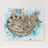 Bengal Kitten Blue Splash-waterverf Legpuzzel (Horizontaal)