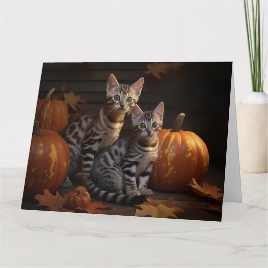 Bengal Kitten Herfst Plezier Pompoen  Kaart (Voorkant)