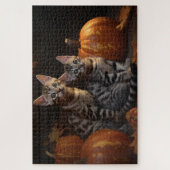 Bengal Kitten Herfst Plezier Pompoen Legpuzzel (Verticaal)