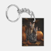 Bengal Kitten Herfst Plezier Pompoen Sleutelhanger (Voorkant Links)