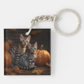 Bengal Kitten Herfst Plezier Pompoen Sleutelhanger (Achterkant)