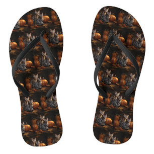 Bengal Kitten Herfst Plezier Pompoen  Teenslippers