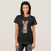 Bengal Kitten Schets Tekening Kunst Kattenliefhebb T-shirt (Voorkant volledig)