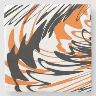 Bengal Kleuren Golvende Oranje en Zwarte Lijnen Stenen Onderzetter