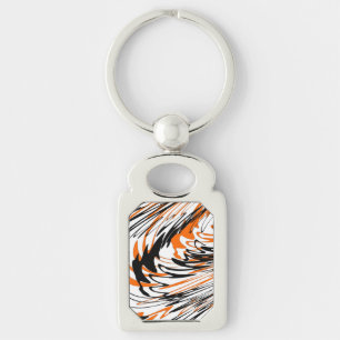 Bengal Kleuren Kronkelige Oranje en Zwarte Lijnen Sleutelhanger