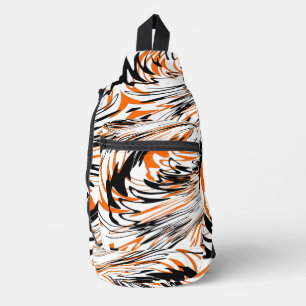 Bengal Kleuren Kronkelige Oranje en Zwarte Lijnen Sling Bag