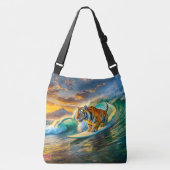 Bengal Op Een Surfplank Ontwerp Door Rich AMeN Gil Crossbody Tas (Voorkant)