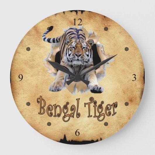 Bengal Tiger Breaks Through Paper Bag Clock! ~ Grote Klok (Voorkant)
