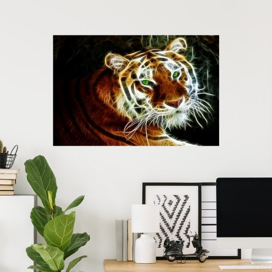 Bengal Tiger Glowing electricity 2 Poster (Thuiskantoor)