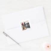 Bengal Tiger met kerstcadeau Vierkante Sticker (Envelop)