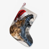 Bengal Tiger Santa Claus Kleine Kerstsok (Voorkant (Hangend))