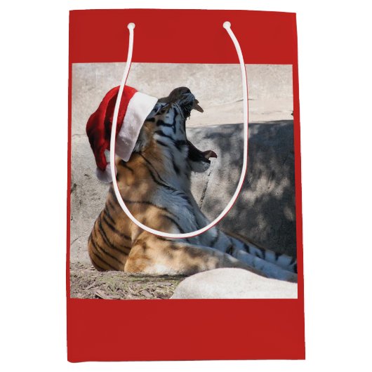 Bengal Tiger Santa Claus Medium Cadeauzakje (Voorkant)