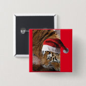 Bengal Tiger Santa Claus Vierkante Button 5,1 Cm (Voorkant /achterkant)