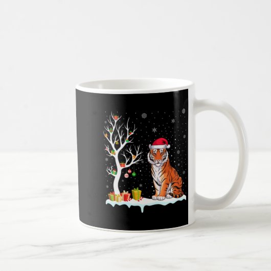 Bengal Tiger Santa Hat Festive Tree Light Christma Koffiemok (Rechts)