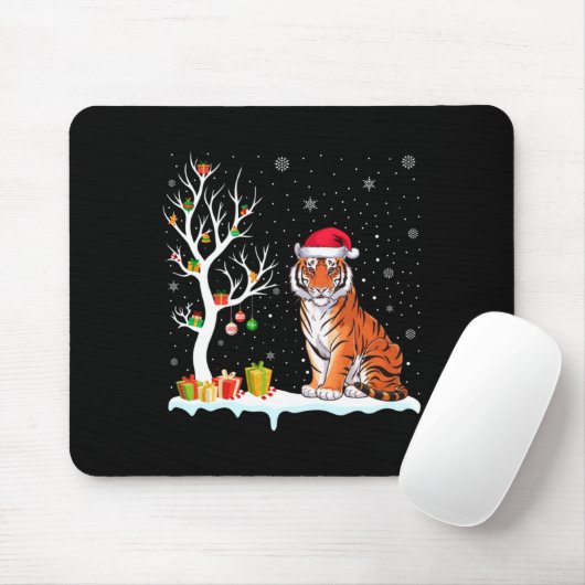 Bengal Tiger Santa Hat Festive Tree Light Christma Muismat (Met muis)