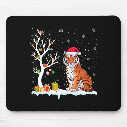 Bengal Tiger Santa Hat Festive Tree Light Christma Muismat (Voorkant)