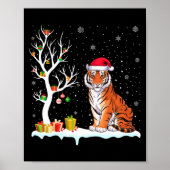 Bengal Tiger Santa Hat Festive Tree Light Christma Poster (Voorkant)
