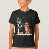 Bengal Tiger Santa Hat Festive Tree Light Christma T-shirt (Voorkant)