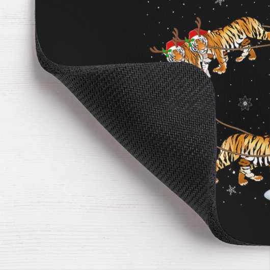 Bengal Tiger Santa Sleigh Flying Funny Magical Chr Muismat (Hoek)