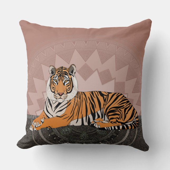 bengal tijger mandala koperroos kussen (Voorkant)