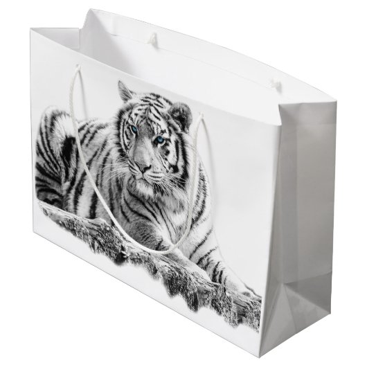 Bengal White Tiger Groot Cadeauzakje (Achterkant Gekanteld)