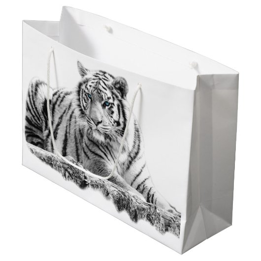 Bengal White Tiger Groot Cadeauzakje (Voorkant Gekanteld)