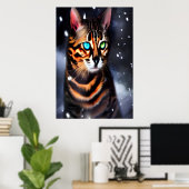 Bengale kat in de sneeuw | AI Art Poster (Thuiskantoor)