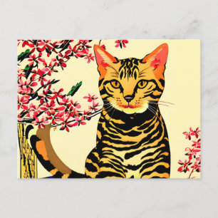 Bengale kat op tafel briefkaart