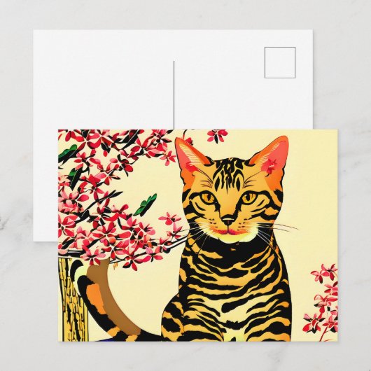 Bengale kat op tafel briefkaart (Voorkant / Achterkant)