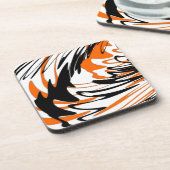 Bengale kleuren, vierkant Oranje en zwart Bier Onderzetter (Linkerzijde)