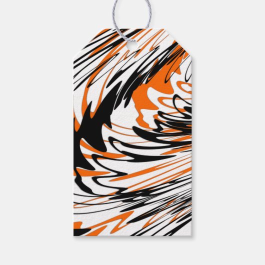 Bengale kleuren, vierkant Oranje en zwart Cadeaulabel (Voorkant)