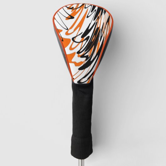 Bengale kleuren, vierkant Oranje en zwart Golfheadcover (Voorkant)
