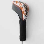 Bengale kleuren, vierkant Oranje en zwart Golfheadcover (Schuin)