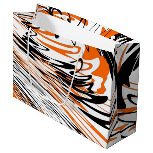 Bengale kleuren, vierkant Oranje en zwart Groot Cadeauzakje (Voorkant Gekanteld)