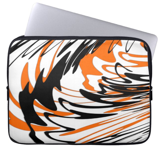 Bengale kleuren, vierkant Oranje en zwart Laptop Sleeve (Voorkant)