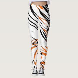 Bengale kleuren, vierkant Oranje en zwart Leggings