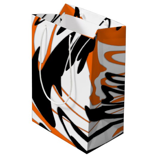 Bengale kleuren, vierkant Oranje en zwart Medium Cadeauzakje (Achterkant Gekanteld)