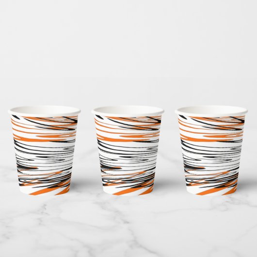 Bengale kleuren, vierkant Oranje en zwart Papieren Bekers (Multi)