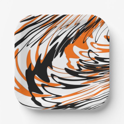 Bengale kleuren, vierkant Oranje en zwart Papieren Bordje (Voorkant)