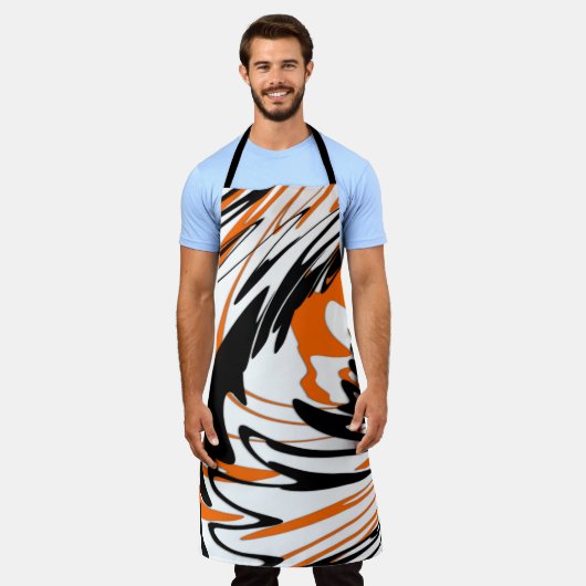 Bengale kleuren, vierkant Oranje en zwart Schort (Gedragen)