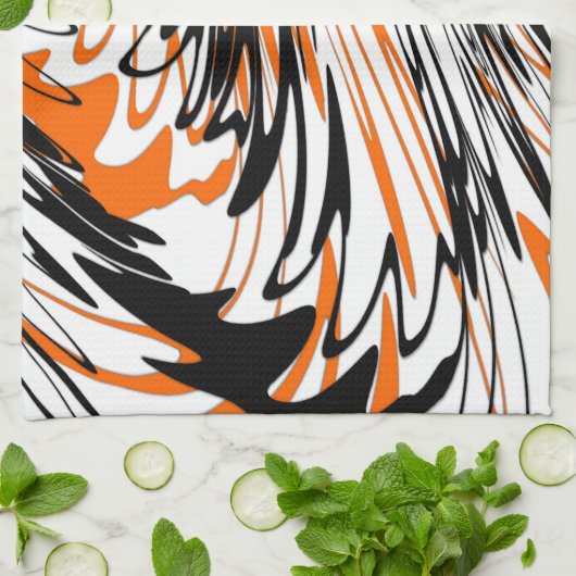 Bengale kleuren, vierkant Oranje en zwart Theedoek (Gevouwen)