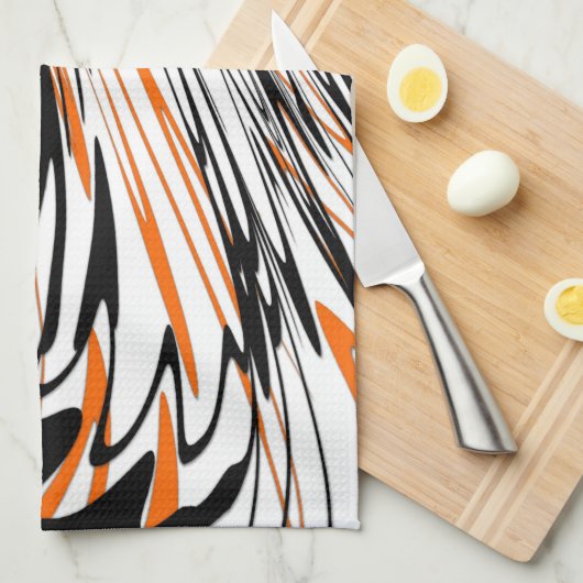 Bengale kleuren, vierkant Oranje en zwart Theedoek (Quarter Fold)