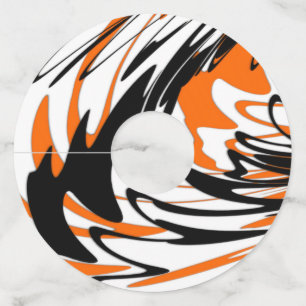 Bengale kleuren, vierkant Oranje en zwart Wijnglaslabel