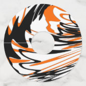 Bengale kleuren, vierkant Oranje en zwart Wijnglaslabel (Achterkant)