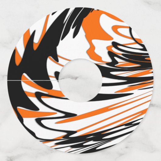 Bengale kleuren, vierkant Oranje en zwart Wijnglaslabel (Achterkant)