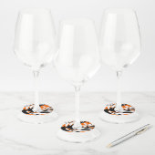 Bengale kleuren, vierkant Oranje en zwart Wijnglaslabel (Set)