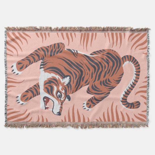 Bengale tijger op roze rug deken (Voorkant)