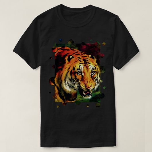 Bengale tijger Vector met cirkelrand uitgesneden T-shirt (Design voorkant)