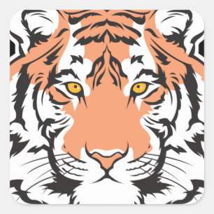 bengale tijgerkop vierkante sticker