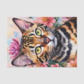 Bengalen Kat Bloemen Portret Kunst Tissuepapier (Voorkant)